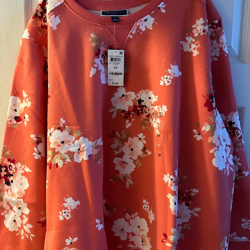 Charter Club from Macy’s. Coral/floral top.